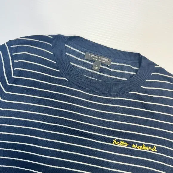 Banana Republic Silk Cashmere Striped Sweater Navy White Women’s Small Nautical - Picture 5 of 15